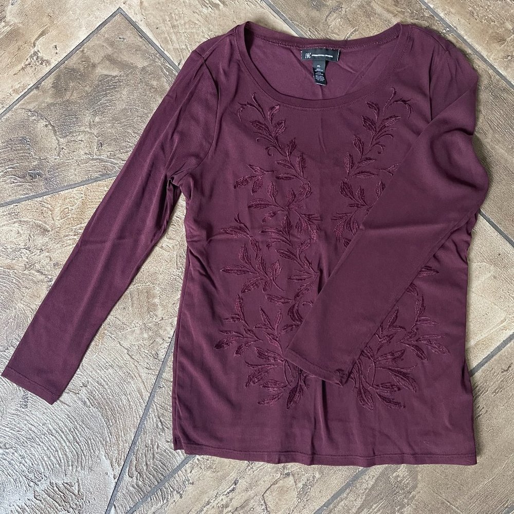 INC International Concepts Burgundy Embroidered